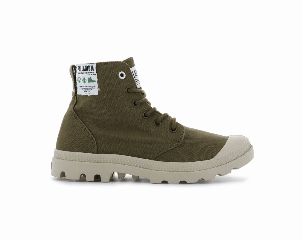 Palladium Pampa Hi Organic Mens Boots Dark Green Australia [RZHPEG-653]